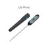 A digital meat thermometer with a long stainless steel probe and a black protective cover. It features a digital display.