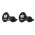Round car hook brackets in black and chrome finishes, featuring a logo on each.