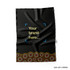 A black microfiber tea towel featuring a colourful patterned border and space for branding.