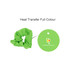 A drink cover scrunchie in bright green with a tag featuring a logo.