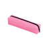 A pink polyester pencil case with a dark zip, featuring a rectangular shape. It has a simple design and no visible branding.