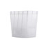 A white disposable non-woven kids chef hat with a simple design and a logo on the side.