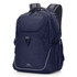 A navy blue backpack with adjustable straps, multiple compartments, and a logo. Suitable for various carrying needs.