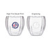 A drink bottle featuring a clear double-wall design with a smooth finish and a logo on one side.