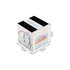 A three-panel foldable pen holder in white and black with a logo, featuring compartments for pens.