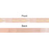 A satin ribbon in soft pink with a subtle sheen, featuring a front and back side. It has a brand logo on one side.