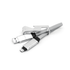 A silver 60W charging cable with a phone stand and opener, featuring a sleek design and a logo.