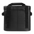 A soft-sided cooler bag in black, featuring sturdy handles and adjustable straps, designed to hold 24 cans.