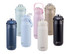 A drink bottle collection featuring various colours, including navy, light blue, pink, beige, and black, with a quick release lid.