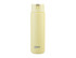 A drink bottle in a soft yellow colour with a flip-top lid and a logo on the front.