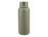 A drink bottle in matte olive green with a screw-top lid and a logo on the front.