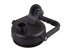 A drink bottle in black with a wide mouth, a carry handle, and a secure lid featuring a logo.