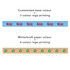 Two rolls of self-adhesive kraft paper tape in blue and kraft paper colour, featuring logos in multiple colours.