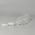 A drink bottle made of clear borosilicate glass, featuring a white lid and a minimalist design.