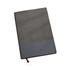 A Bondi A5 leather notebook in grey with a textured cover and a smooth lower section, featuring a logo.