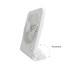 A white mini desk fan with a rotatable design, featuring a circular grill for airflow and a sturdy stand.