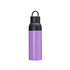 A drink bottle in purple and black with a double wall vacuum design and a handle on top.