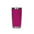 A drink bottle featuring a glossy magenta exterior and a stainless steel base, complete with a lid.