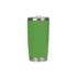 A drink bottle in vibrant green stainless steel with a silver base and fitted lid, featuring a logo.