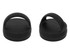 Two black vacuum lids for bottles, featuring a handle design, stacked on top of each other.