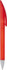 A red frosted twist-action plastic pen with a silver tip and clip, featuring a logo on the barrel.