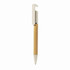 A bamboo and wheat straw eco ball pen with a beige cap and holder, featuring a sleek wooden body.