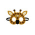 A giraffe-themed felt mask in yellow and brown with black straps and a playful design for kids.
