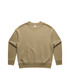 A beige crew jumper featuring long sleeves and a relaxed fit. The garment includes a small logo.