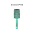 A teal detangler bristle hairbrush with a textured handle and a logo on the side.
