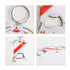 A drink bottle opener keyring shaped like a sport jersey, predominantly white with red and gold accents.