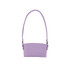 A drink bottle holder in light purple with a shoulder strap and a logo, designed for carrying beverages.