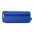 A blue utility case with a zippered closure and a tag, featuring a simple, rectangular design.