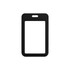 A black ABS double-sided ID card holder with a cut-out for the card and a top slot for attachment.