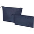 A navy blue toiletry bag set featuring two zipped pouches of different sizes, both with a simple design.