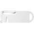 A white multi-purpose kitchen tool with a peeler and a handle. It has a simple, sleek design.