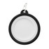A black and white collapsible bowl with a carabiner clip for easy attachment. Features a smooth, rounded design.