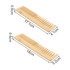 A bamboo comb set featuring two natural-coloured combs with different tooth designs and measurements.