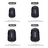 A reflective black rain cover for backpacks in various sizes, with a logo visible on each cover.