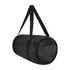 A black duffle bag with a zippered closure and a side pocket, featuring a shoulder strap.