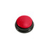 A red voice recording button on a black base, featuring a glossy finish. There is a logo on the base.