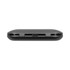 A black charging case for true wireless earbuds featuring a USB-C port. The case has a smooth, rounded design and a branding logo.