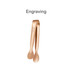 A pair of stainless steel ice tongs in a rose gold finish, featuring a sleek design and a branding logo.