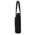 A black tote bag featuring a sleek design with two shoulder straps and a zippered opening. It has a logo on the side.
