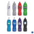 A drink bottle collection featuring various colours including white, grey, red, green, blue, and purple, with logos.