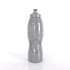 A drink bottle in silver, featuring a textured grip and a black spout, with a logo on its surface.