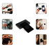 A sleek black metal business card featuring a round NFC chip, displayed in various use scenarios.