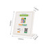 A white NFC review stand with dimensions, featuring a logo and a QR code design.