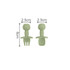 A set of green silicone cutlery for kids, featuring a bear-shaped handle with a fork and spoon.