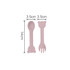 Bear-shaped silicone cutlery for kids in soft pink, featuring a spoon and fork with rounded bear heads.