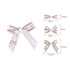 Adhesive bows in white with a gold pattern, featuring various sizes: 6 x 4 cm, 7.5 x 6.5 cm, and 3 x 1.6 cm.